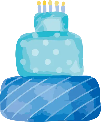Blue Birthday Cake with Candles