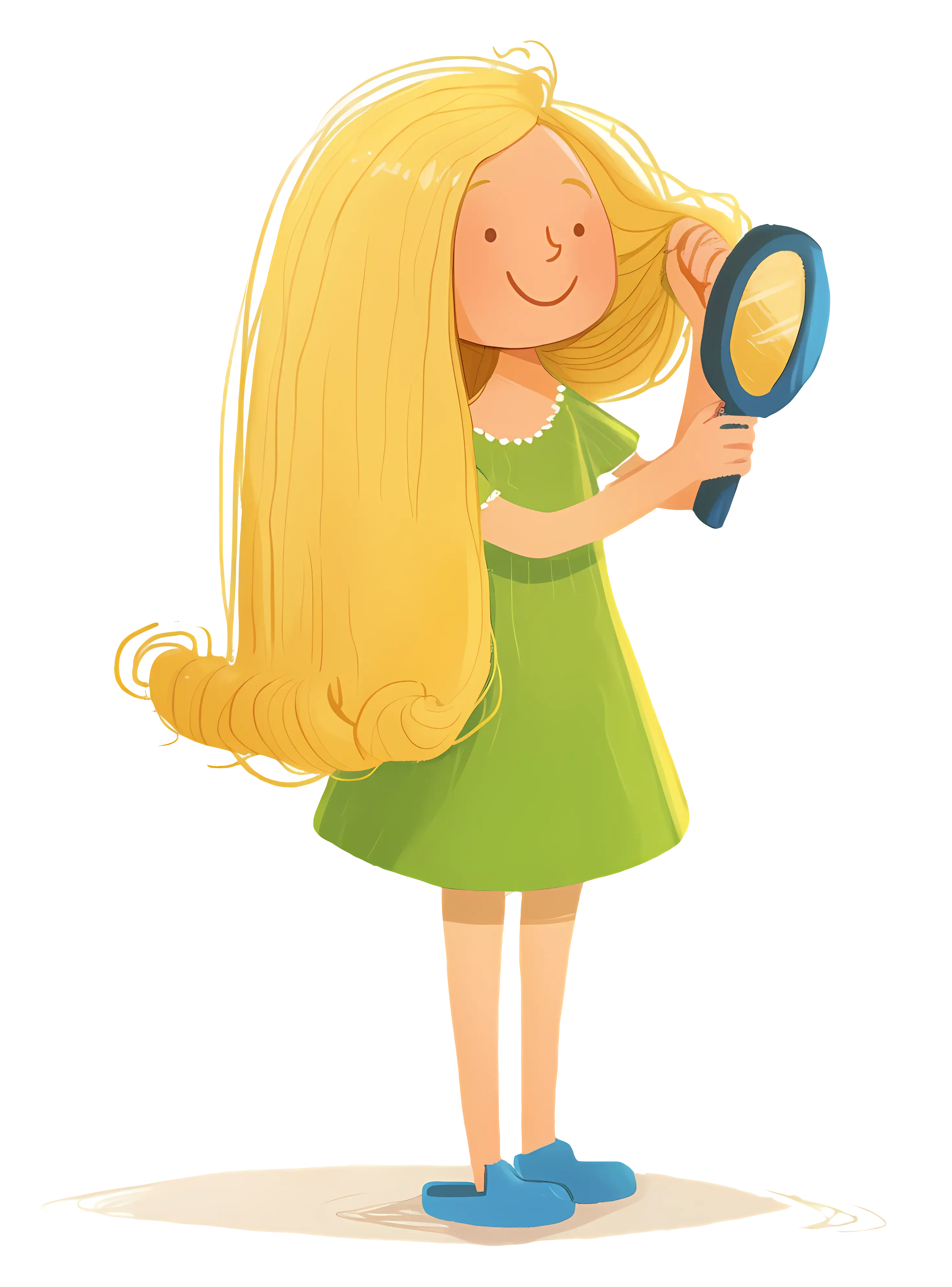 Girl with Long Hair Holding a Mirror