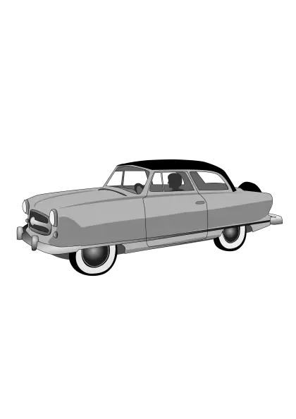 Gray Vintage Classic Car Illustration