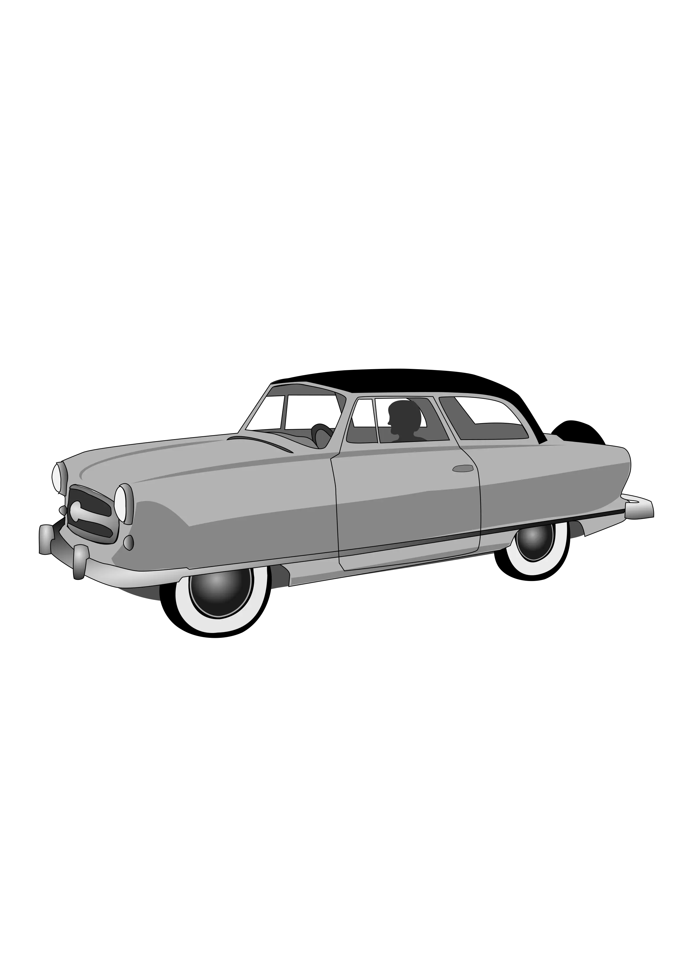 Gray Vintage Classic Car Illustration