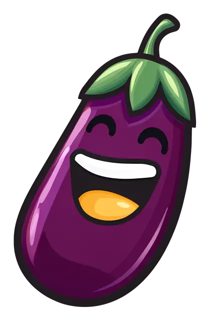 Cartoon Eggplant with a Happy Face