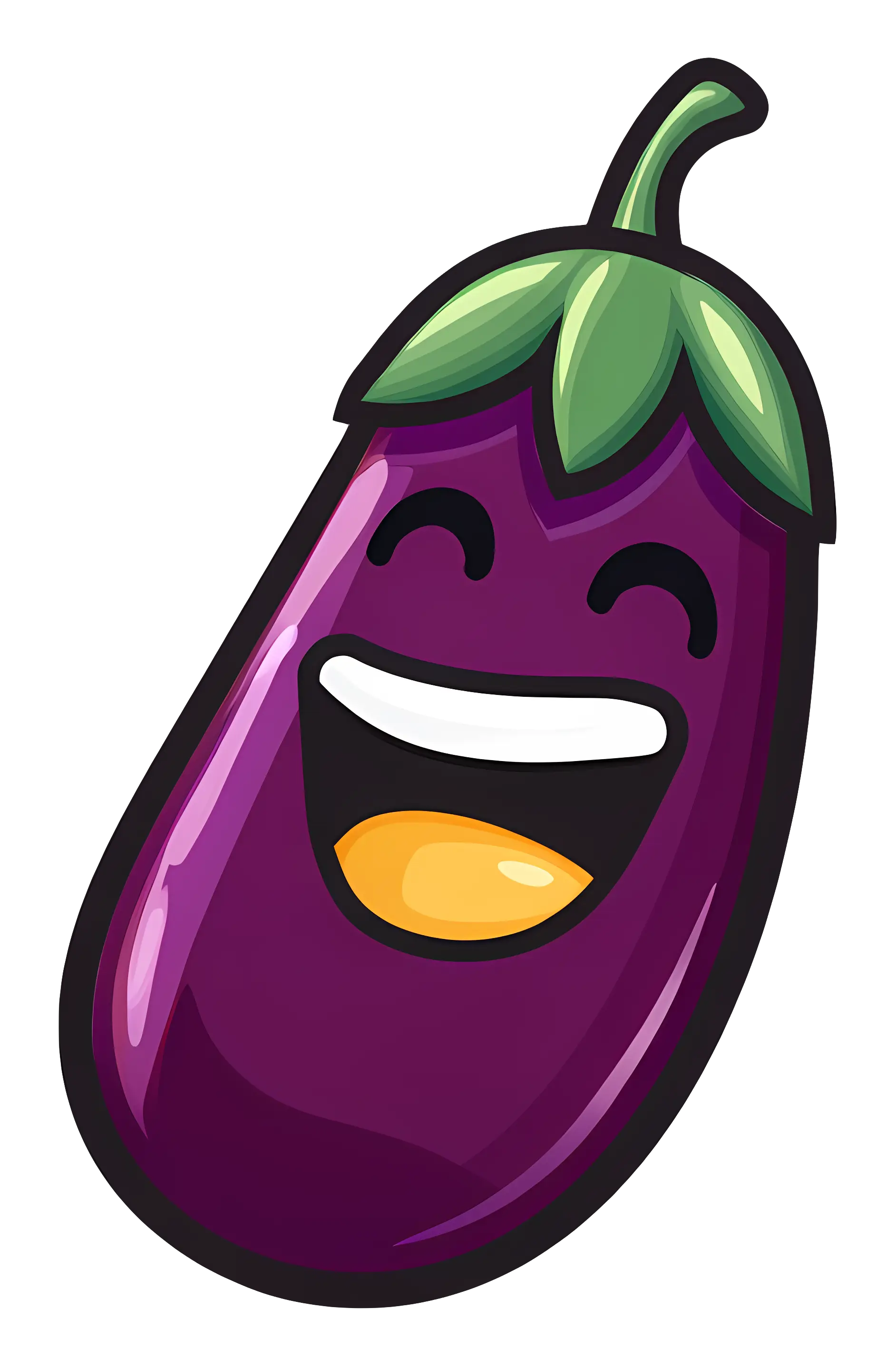 Cartoon Eggplant with a Happy Face