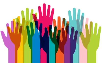 Colorful Hands Raised Illustration
