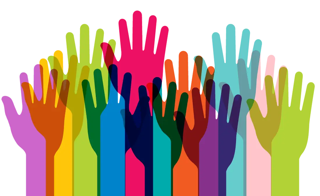 Colorful Hands Raised Illustration