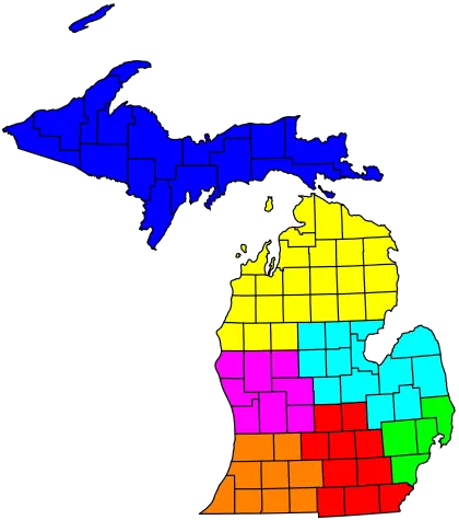 Colorful Map of Michigan