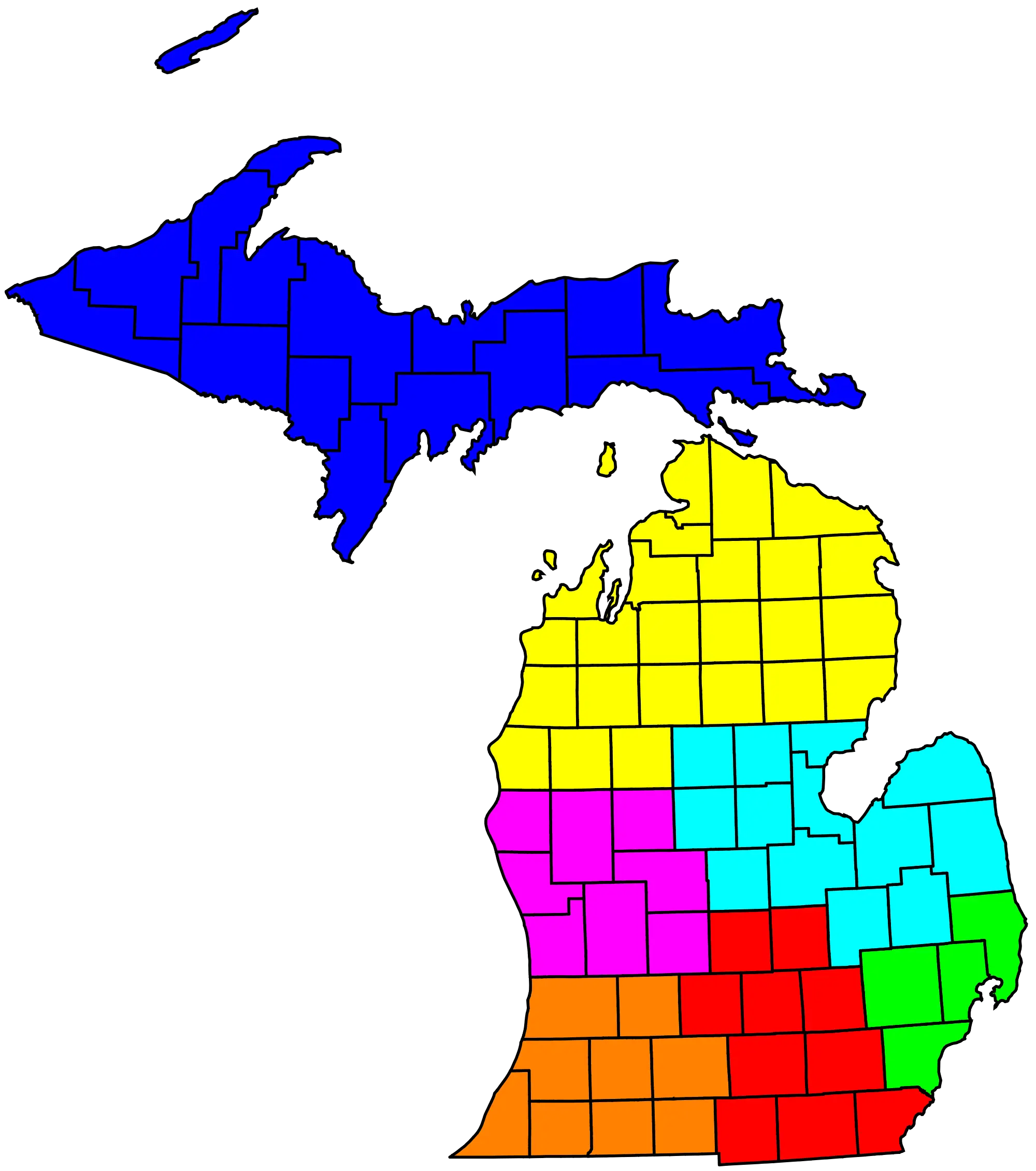 Colorful Map of Michigan