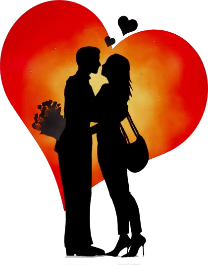 Silhouette of a Couple in Love