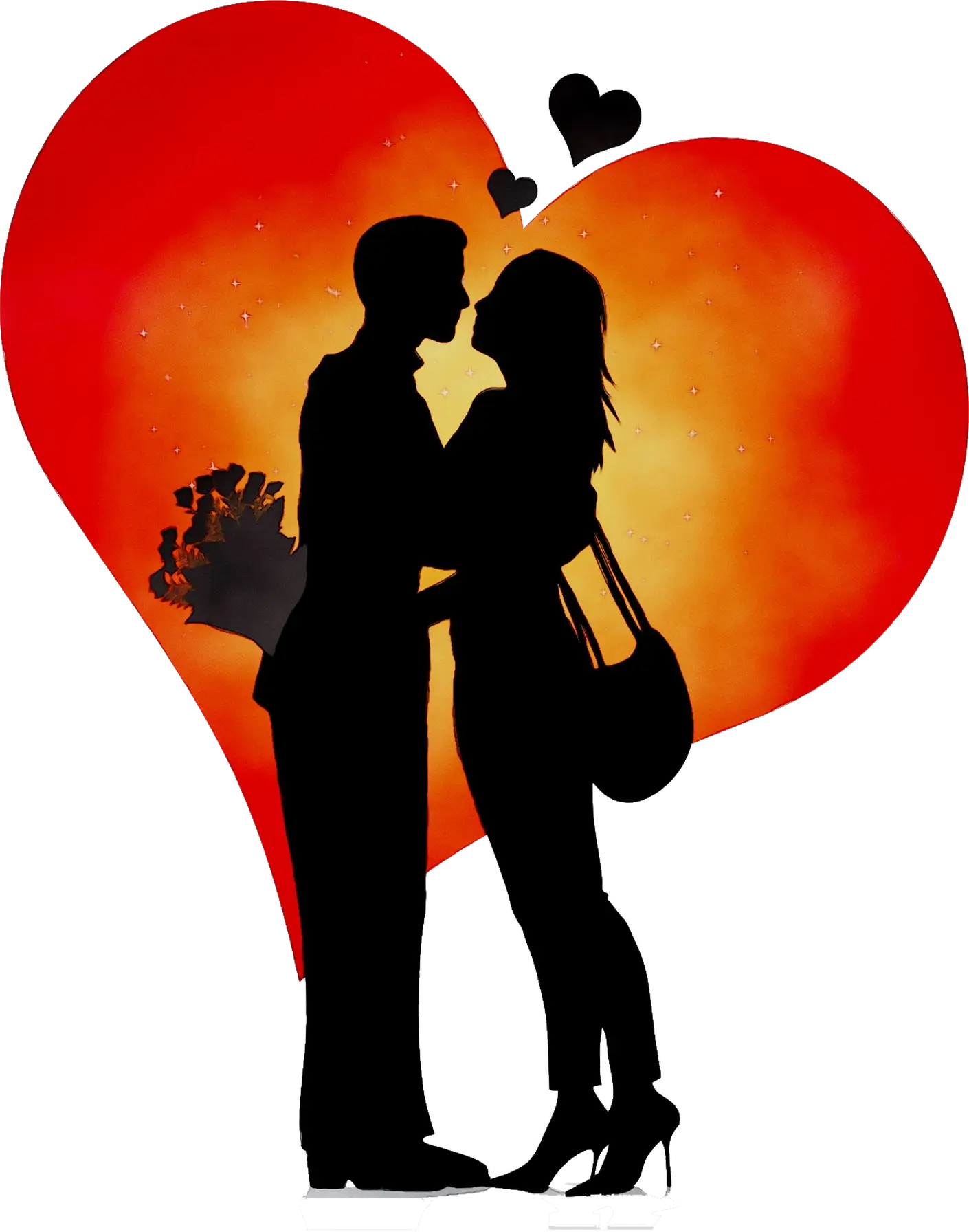 Silhouette of a Couple in Love