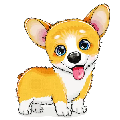 Happy Cartoon Corgi Puppy Illustration