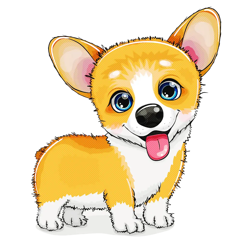 Happy Cartoon Corgi Puppy Illustration