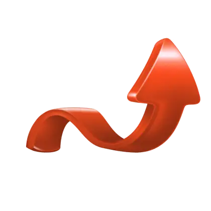 Red Curved Upward Arrow