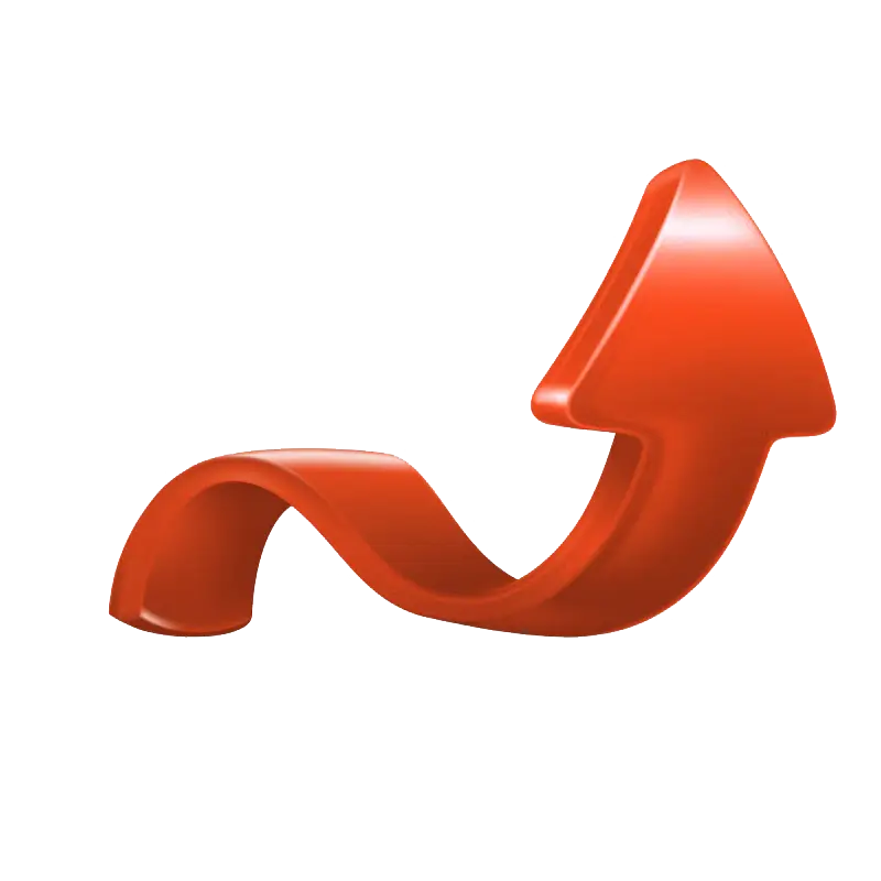 Red Curved Upward Arrow