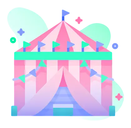 Pink Circus Tent with Flags