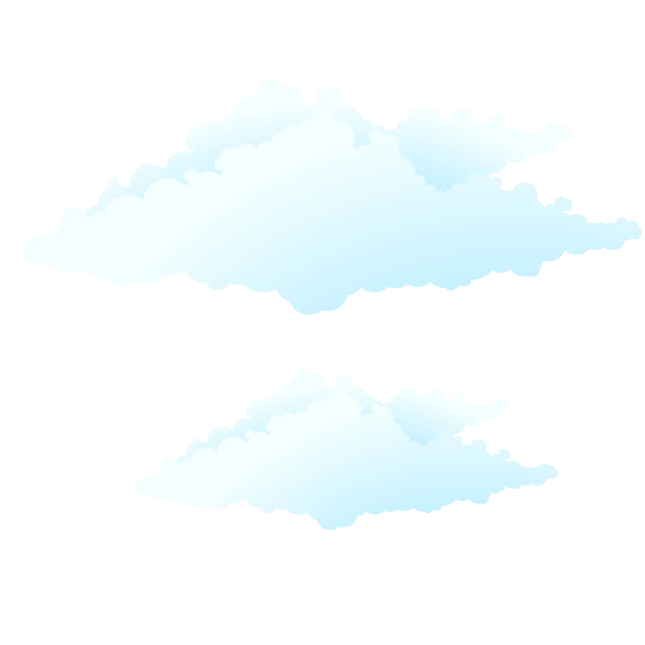 Light and Fluffy Cartoon Clouds in Sky