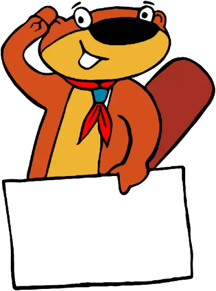 Cute Cartoon Beaver with Sign