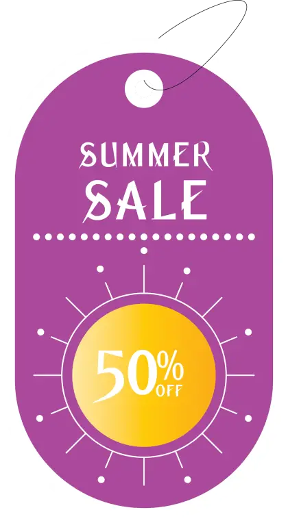 Purple Summer Sale Tag with 50% Off
