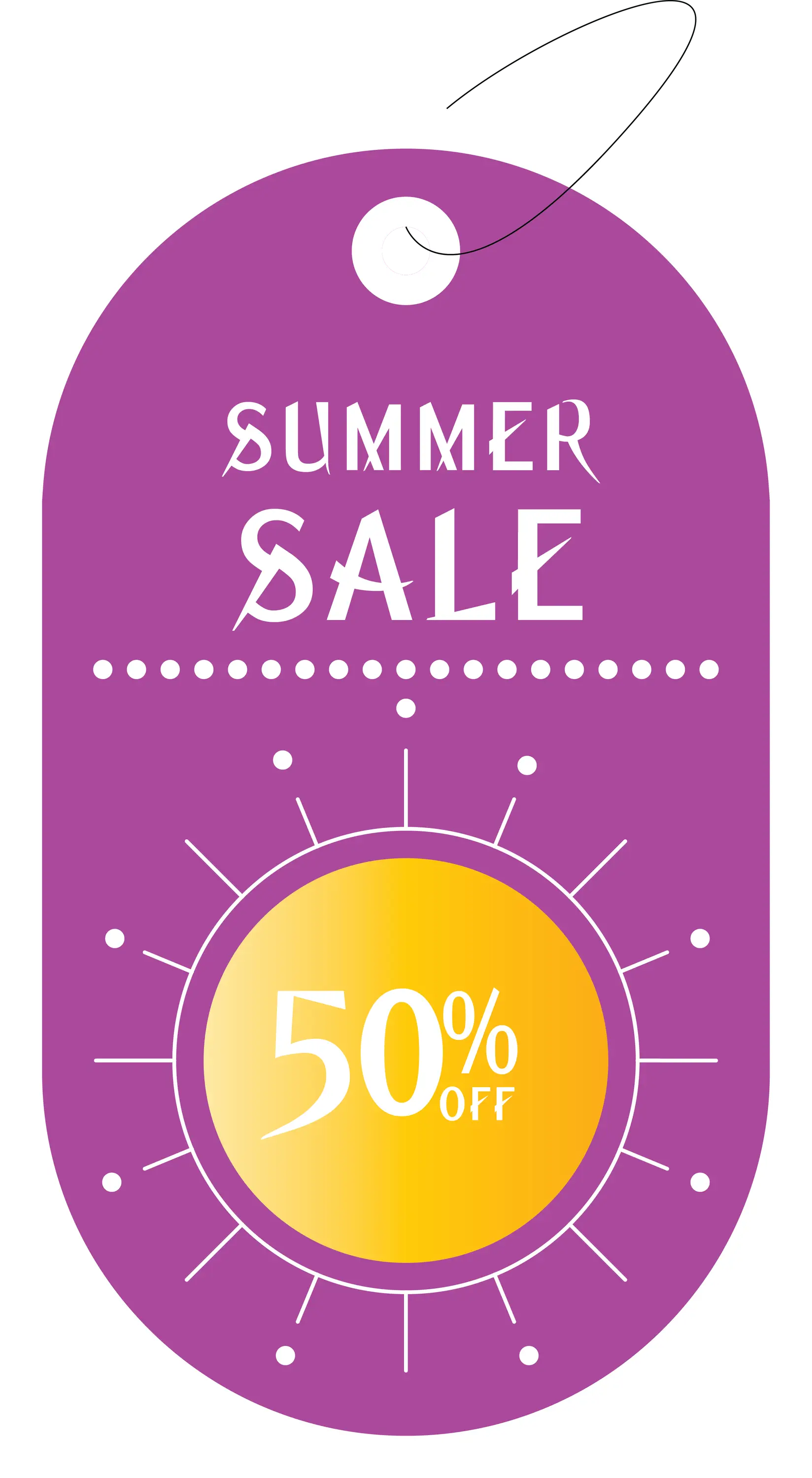 Purple Summer Sale Tag with 50% Off