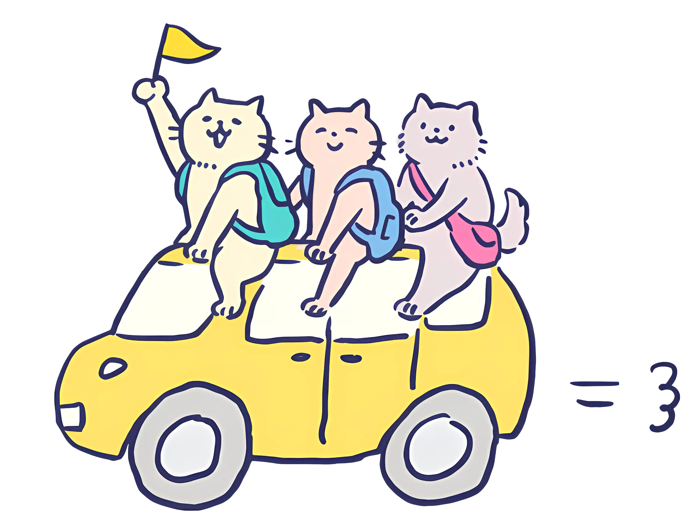 Cats Traveling on a Car