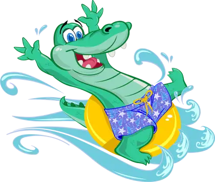 Cartoon Crocodile in Swim Shorts