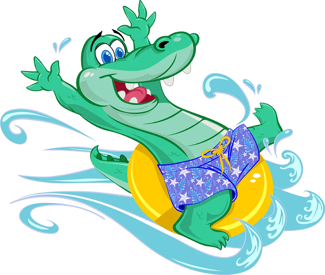Cartoon Crocodile in Swim Shorts