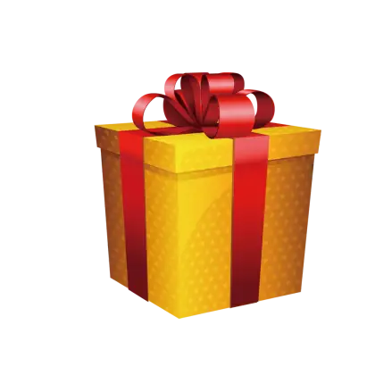 Yellow Gift Box with Red Ribbon
