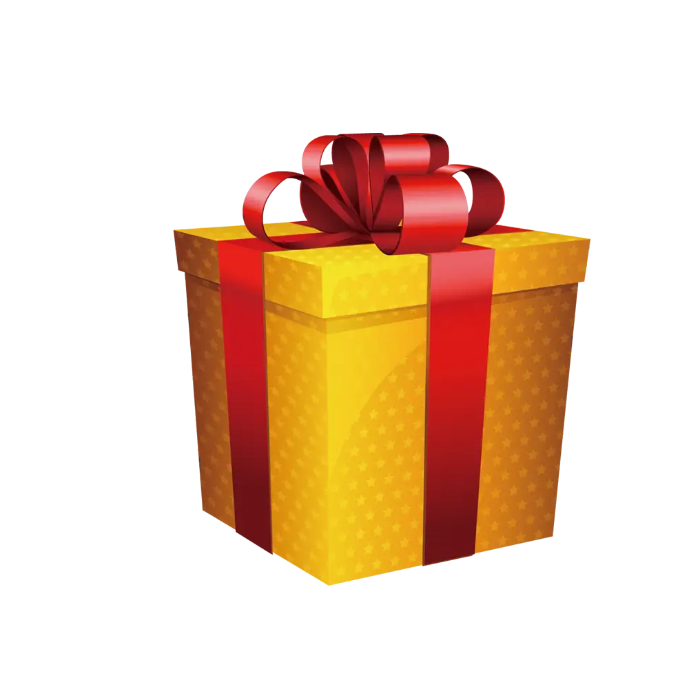 Yellow Gift Box with Red Ribbon