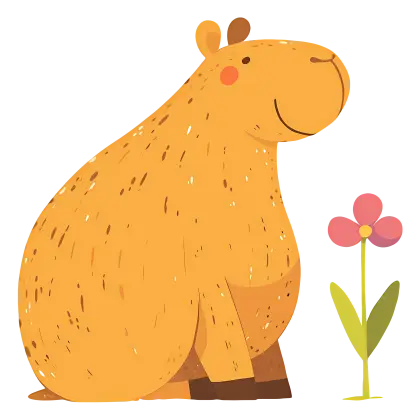Cute Capybara with Flower