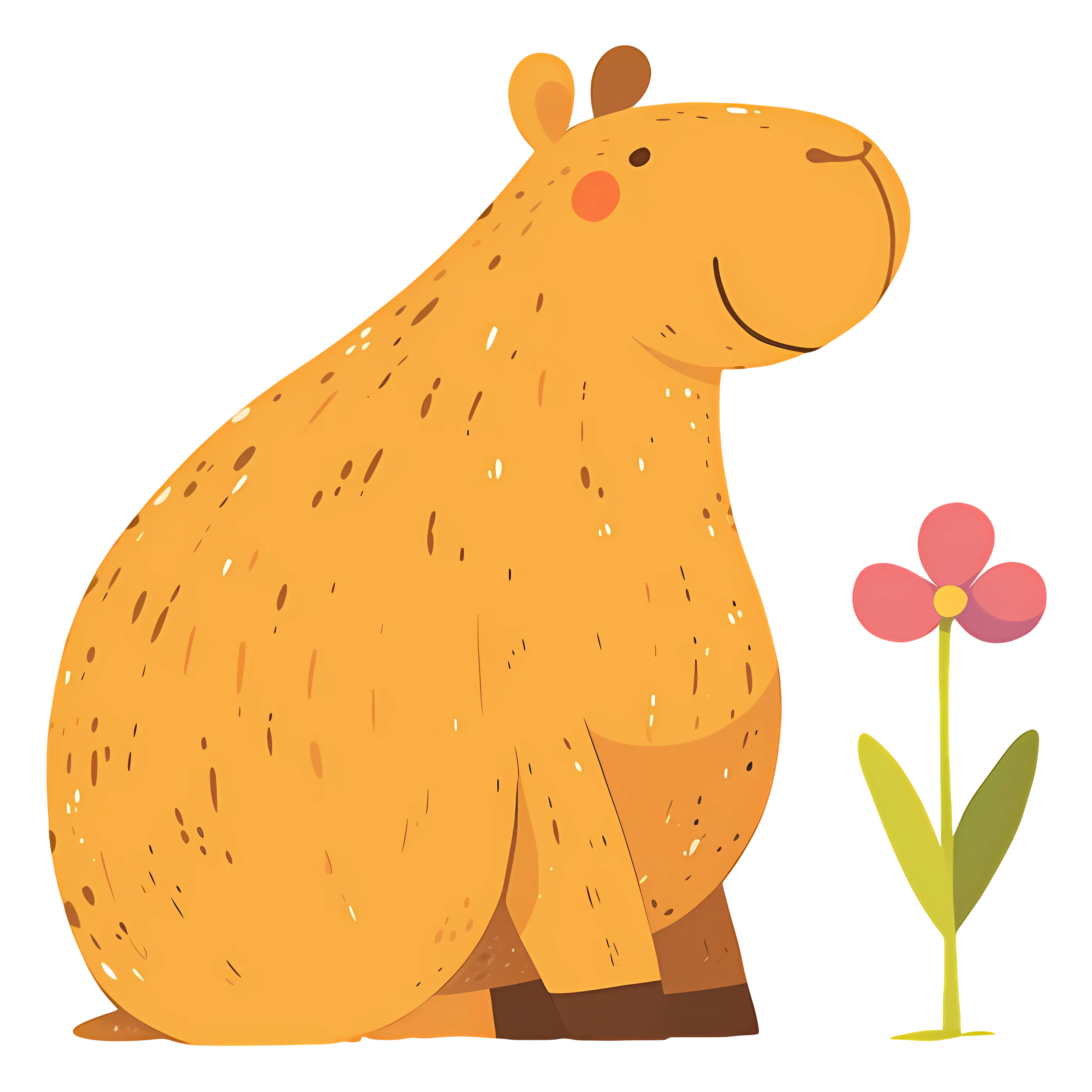 Cute Capybara with Flower