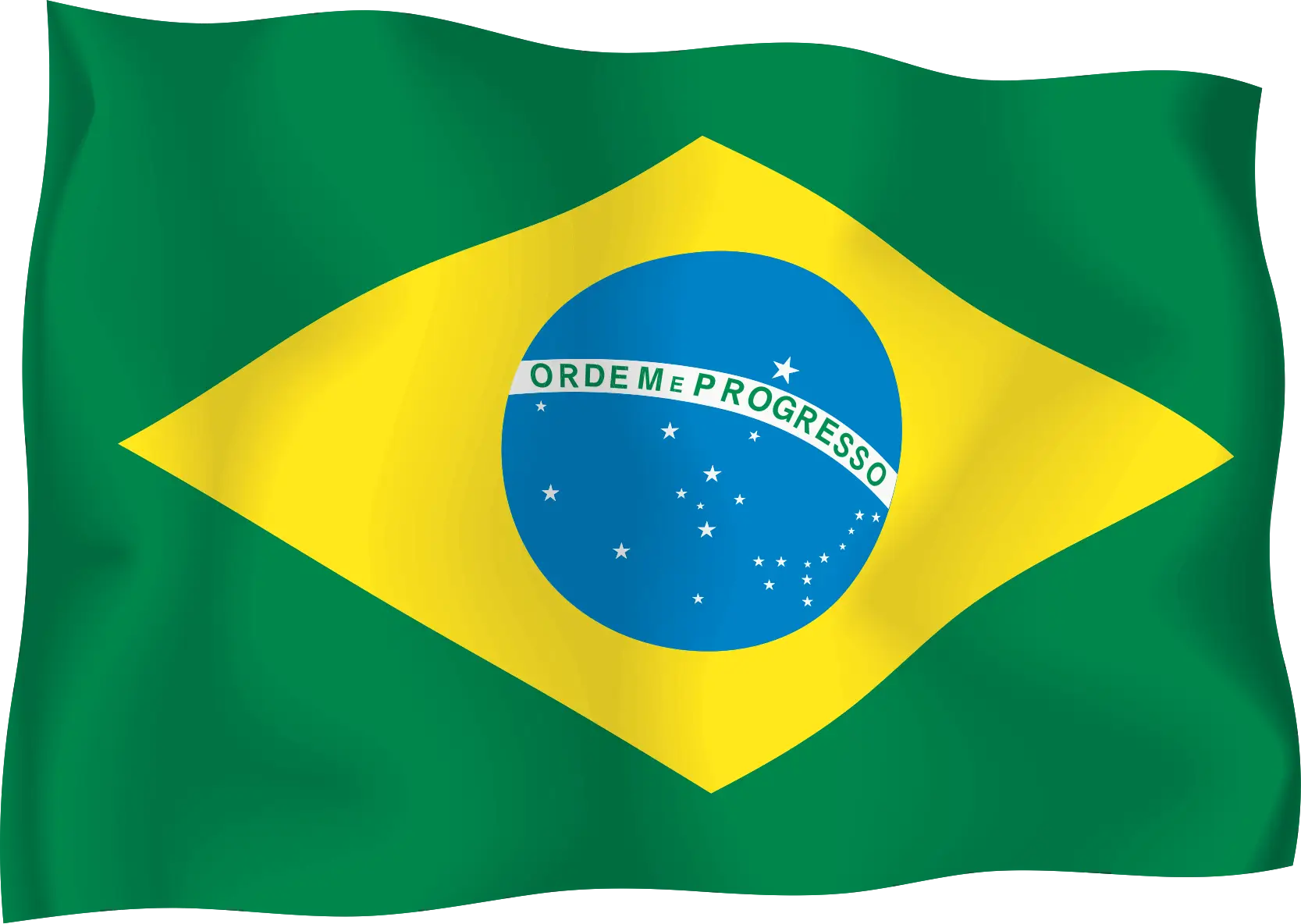 Brazilian Flag with Green and Yellow Design
