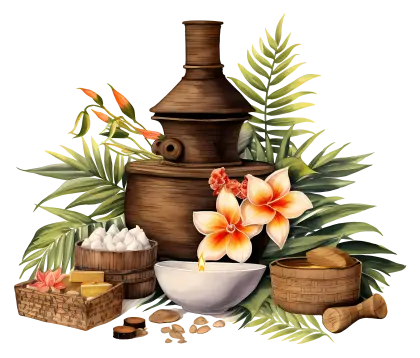 Traditional Spa Essentials with Tropical Flowers