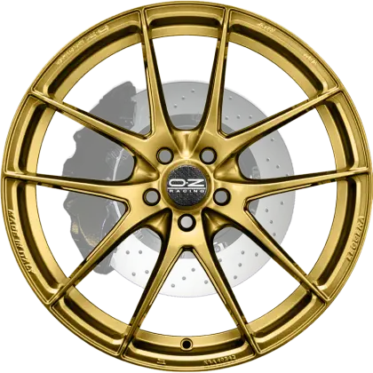 Gold Car Wheel Rim with Brake Disc