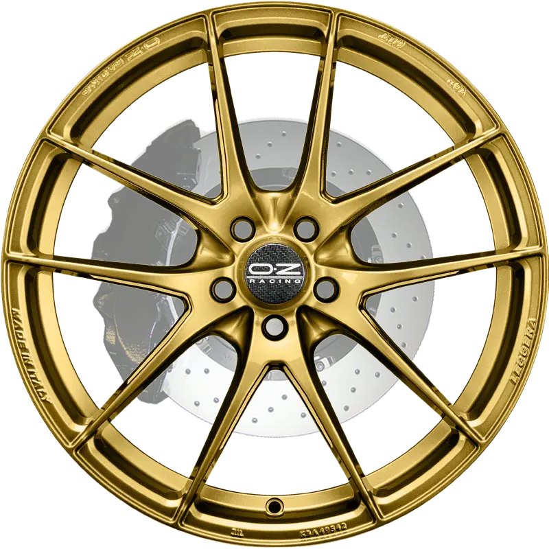 Gold Car Wheel Rim with Brake Disc