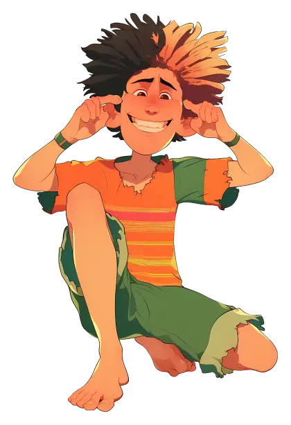 Playful cartoon boy