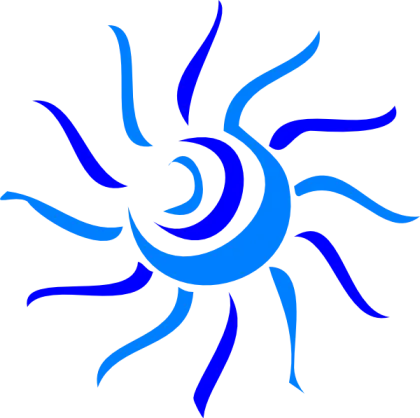 Abstract Blue Sun Symbol