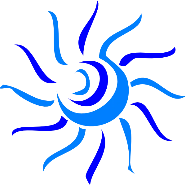 Abstract Blue Sun Symbol