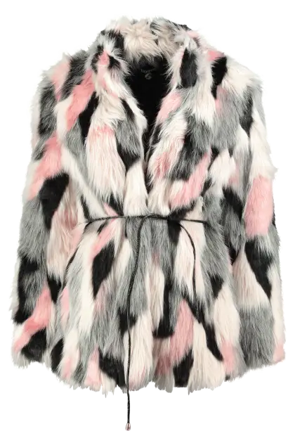 Multicolor Fur Coat