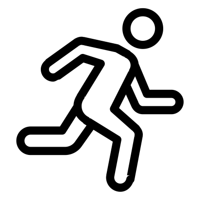 Running Human Figure Icon in Black and White