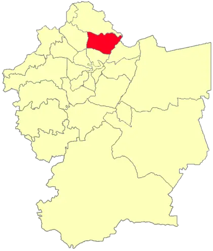 District Map with Highlighted Section in Red