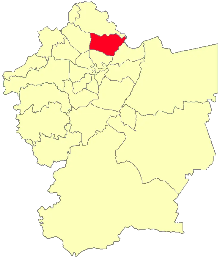 District Map with Highlighted Section in Red
