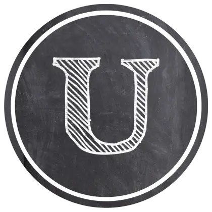 Chalk Letter U on Blackboard