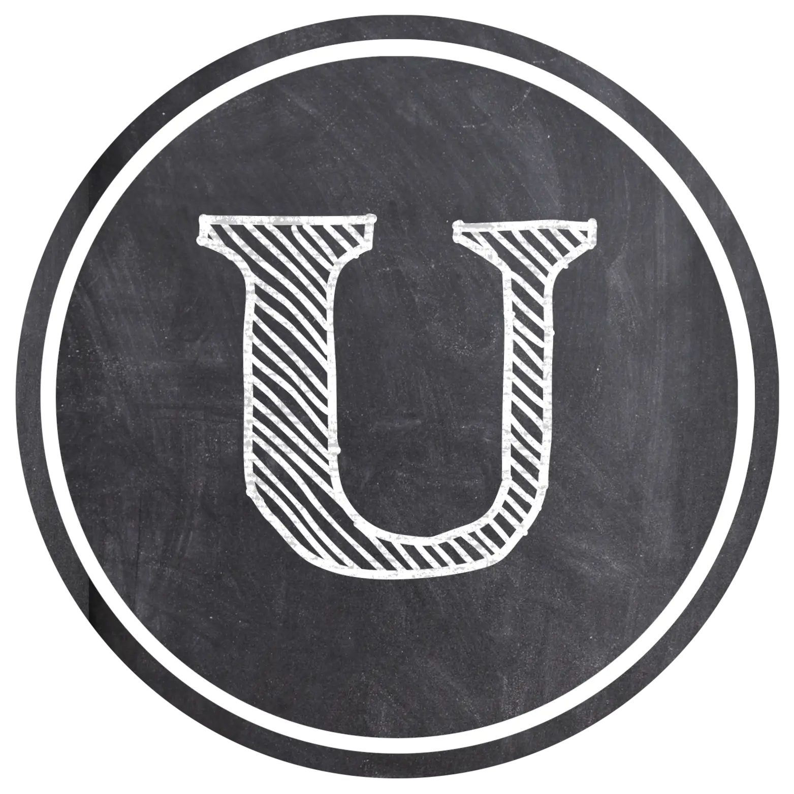 Chalk Letter U on Blackboard