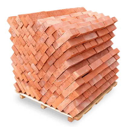 Stacked Red Bricks on Pallet