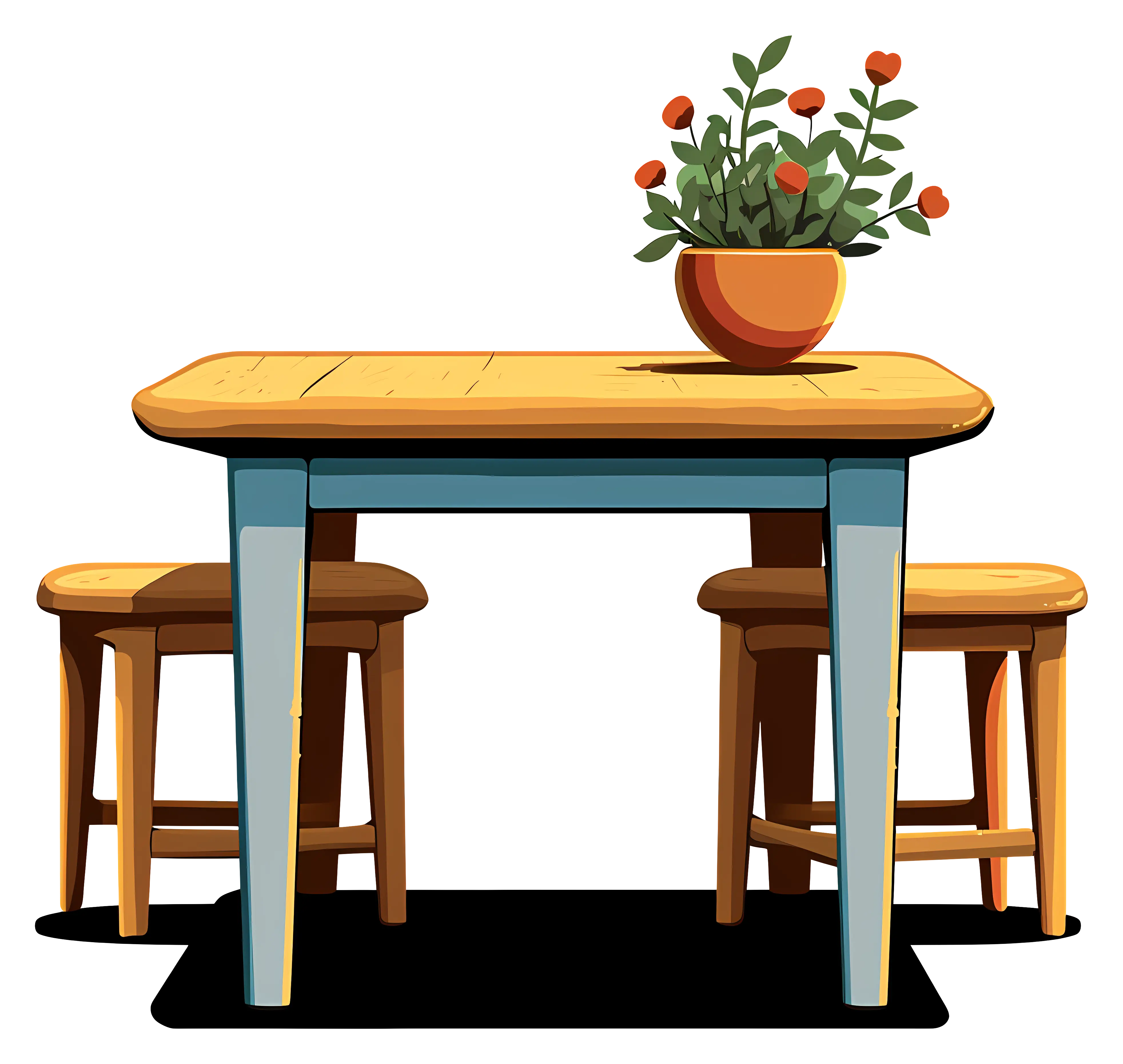 Dining Table with Chairs and Vase