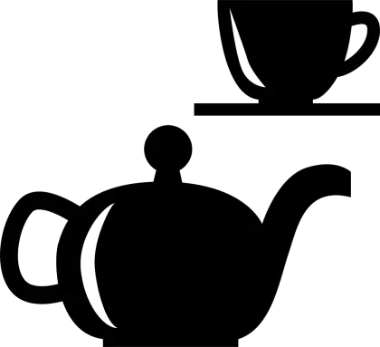 Black Silhouette of Teapot and Teacup