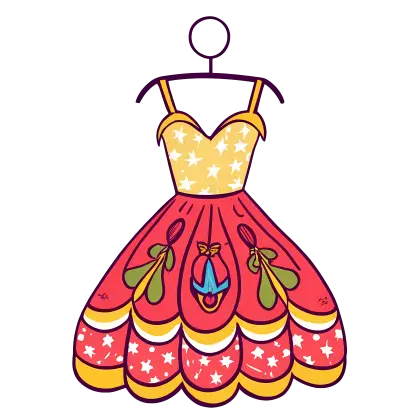 Illustration of a Colorful Festive Dress
