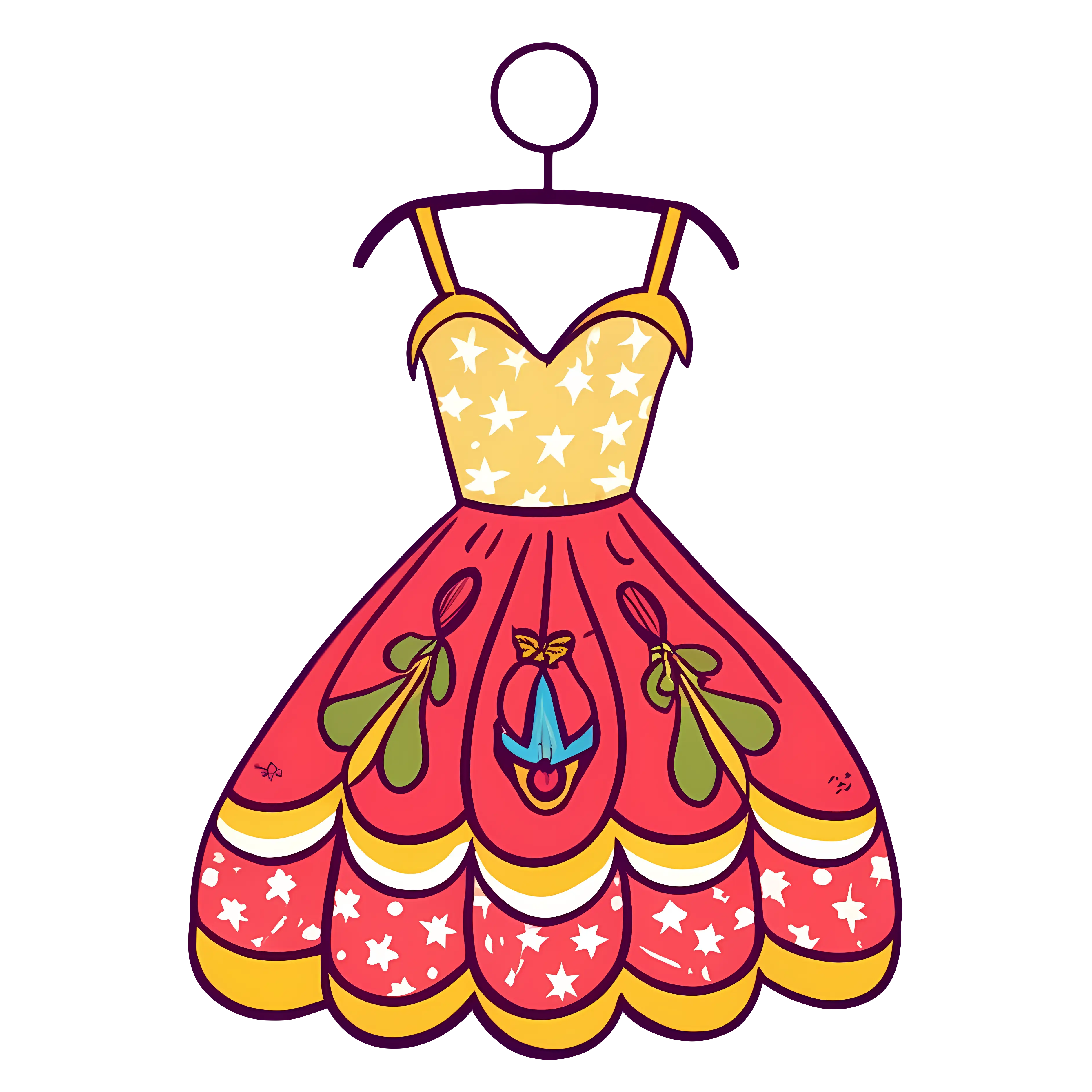 Illustration of a Colorful Festive Dress