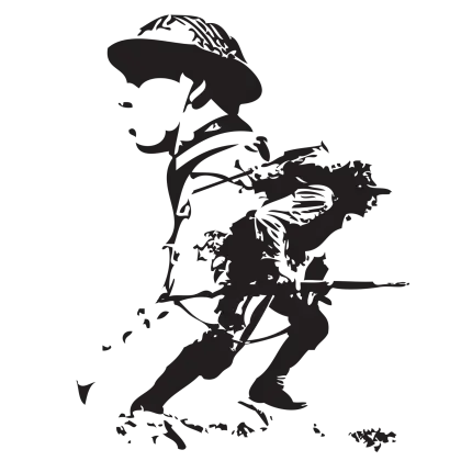 Silhouette of a Soldier in Action