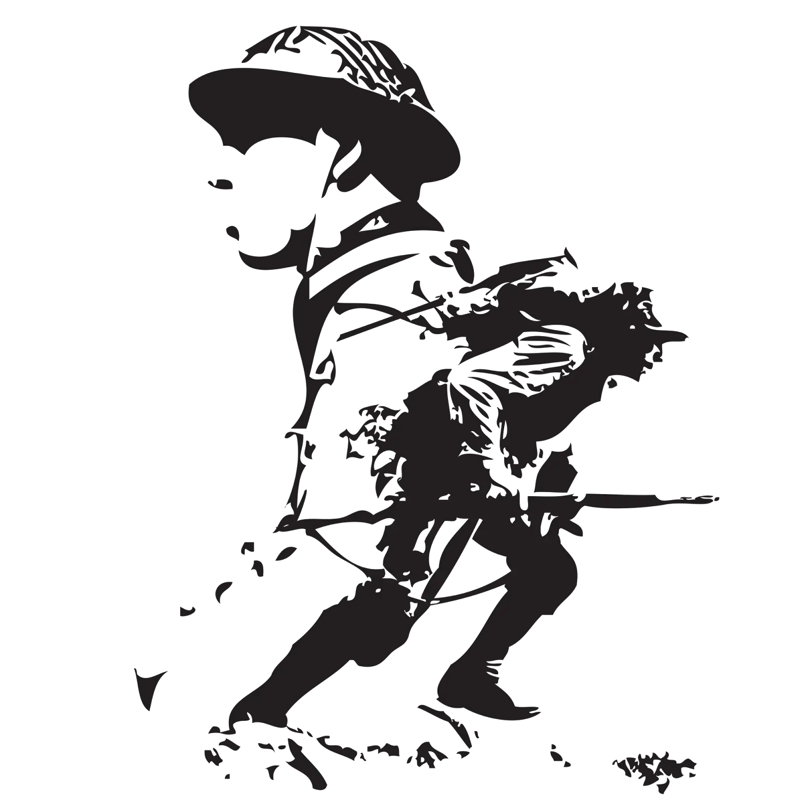 Silhouette of a Soldier in Action