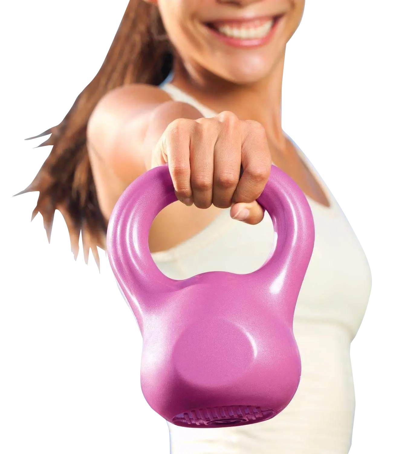 Woman Holding Pink Kettlebell