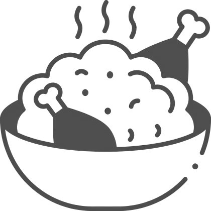 Bowl of Steaming Chicken and Rice